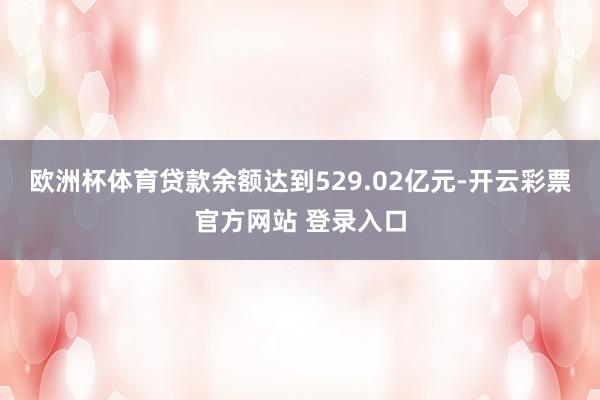 欧洲杯体育贷款余额达到529.02亿元-开云彩票官方网站 登录入口