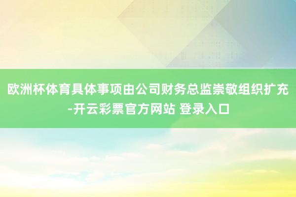 欧洲杯体育具体事项由公司财务总监崇敬组织扩充-开云彩票官方网站 登录入口