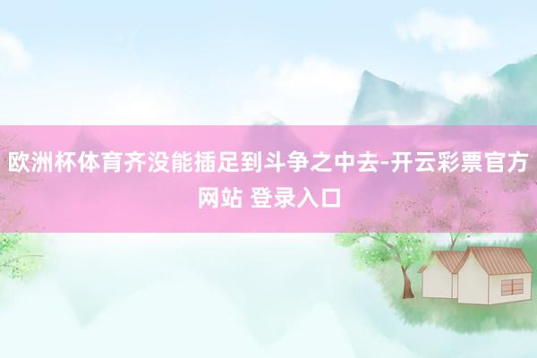 欧洲杯体育齐没能插足到斗争之中去-开云彩票官方网站 登录入口