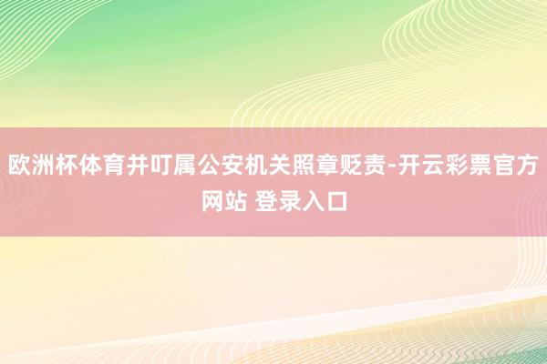 欧洲杯体育并叮属公安机关照章贬责-开云彩票官方网站 登录入口